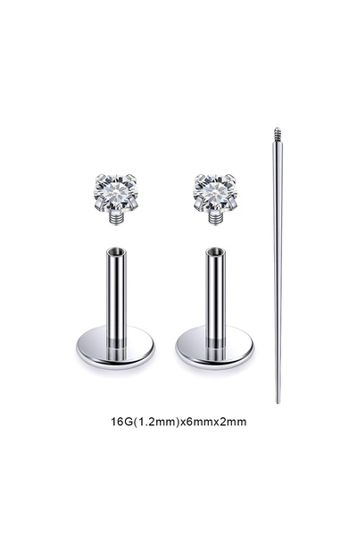 Choice أقراط أذن مستديرة، مجوهرات ثقب الشفاه 16 جرام (1.2 مم) × 6 مم × 2، 3 قطع ASTM-F136 G23 من فولاذ التيتانيوم، أقراط L