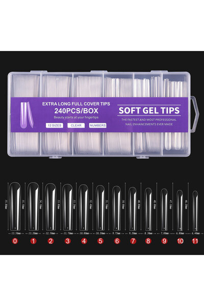 Choice 3 240 قطعة أظافر صناعية طويلة جدًا مقاس XXL أظافر راقصة الباليه اضغط ع...