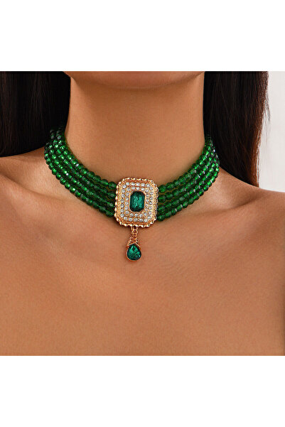 Choice C00K5JS06679 قلادة نسائية فاخرة من خرز الأكريليك متعدد الطبقات من سالي...