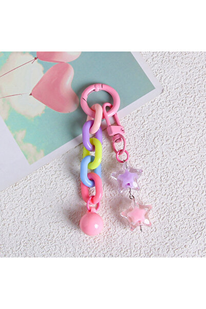 Choice 2 سلسلة مفاتيح على شكل نجمة ملونة من الحلوى، قلادة من الأكريليك عالية الجودة للنساء والفتيات على الظهر.