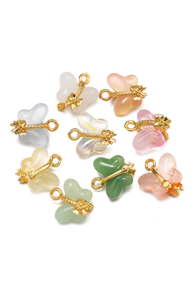 Choice 10 قطع من قلادة الفراشات الزجاجية المختلطة العشوائية على شكل فراشة معد...