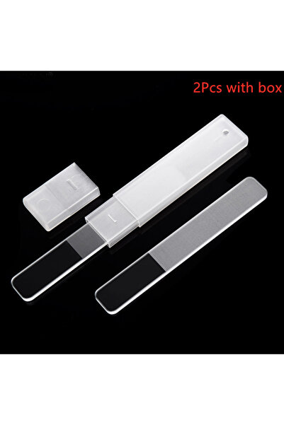 Choice 2 قطعة مع صندوق ملفات أظافر زجاجية شفافة مع صندوق صنفرة وتلميع وطحن وت...