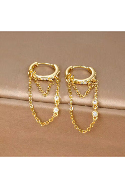 Choice ذهبي-أبيض-زوج واحد من الأقراط المتدلية ذات السلسلة الطويلة المزدوجة ال...