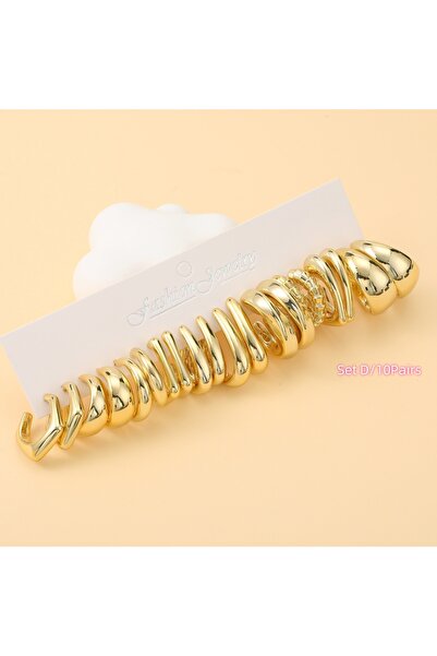 Choice مجموعة D (10 أزواج) 6 أزواج - 36 زوجًا من الأقراط العصرية الذهبية على ...