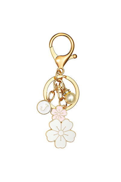 Choice J Cute flower keychain, initial key pendant, ladies' gift band, keycha...