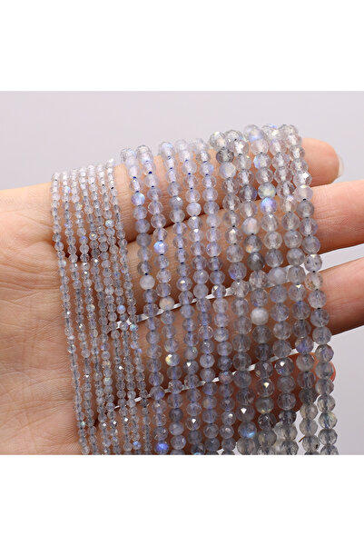 choice2 خرزات مستديرة متعددة الأوجه من حجر اللابرادوريت فلاش مقاس 4 مم، 2/3/4...