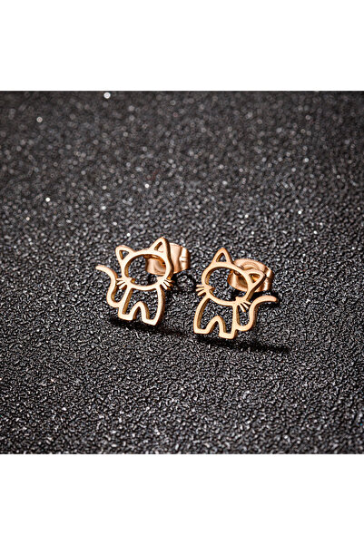 Choice GED690R 1 Pair Cute Cat Stainless Steel Stud Earrings for Mens Womens ...