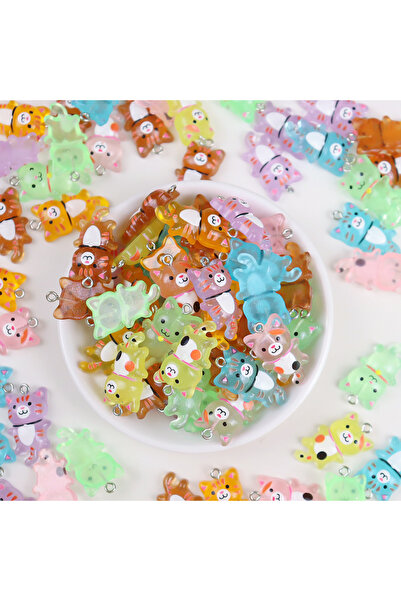 Choice 20 قطعة من 20 قطعة من دلايات الراتنج على شكل قطة لطيفة ثلاثية الأبعاد ...