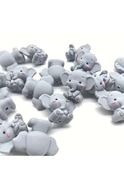 Choice GRAY 6pcs 3D Silicone Elephant Beads, Gray Spacer Charms for DIY Jewel...