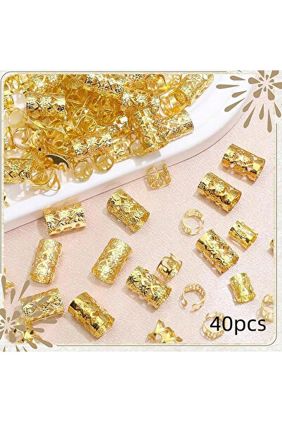 Choice مجموعة مجوهرات شعر ذهبية مكونة من 40 قطعة، مصنوعة من سبيكة معدنية، تتض...