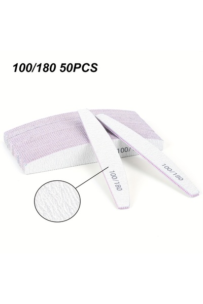 Choice 50 قطعة من مبرد الأظافر الاحترافي نصف القمر 1/2/5/10/25/50 قطعة من ورق...