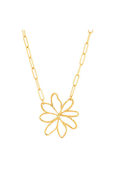 Choice قلادة B1352 من الفولاذ المقاوم للصدأ 316L على شكل زهرة كبيرة للنساء على شكل سلسلة من سحر الزهور العصرية