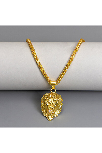 Choice Gold Hip Hop 3D Gold Plated Lion Head With Crystal Bead Pendant Neckla...