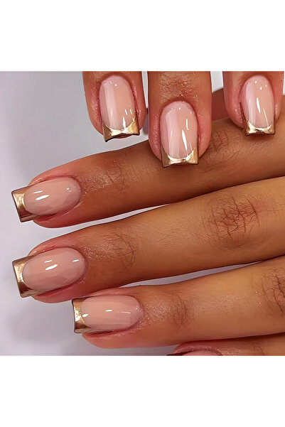 Choice أظافر ARTAUG سوداء قصيرة، 24 قطعة، مربعة وردية اللون، أطراف أصابع بيضا...