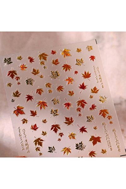Choice قطعة واحدة من ملصقات تزيين الأظافر اللاصقة بتصميم ورقة القيقب الخريفية...