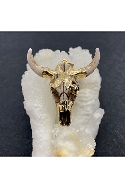 Choice قلادة على شكل رأس ثور على شكل عظمة ثور عتيقة، قلادة من الراتنج على شكل...