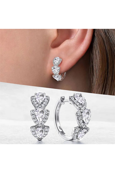 Choice E2794 Huitan Luxury Trendy Blue Cubic Zirconia Hoop Earrings Wedding P...