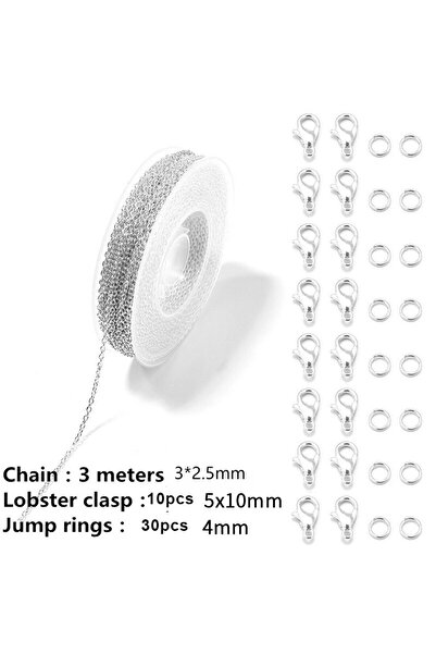 Choice سلاسل فضية، لوازم صناعة المجوهرات، سلاسل كابلات بطول 3 أمتار، لصنع قلا...