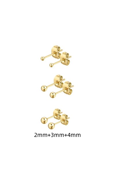 Choice AED112-g 3 Pairs Fashion Style Stainless Steel Round Ball Stud Earring...