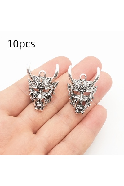 Choice قلادة من سبائك فضية مكونة من 10 قطع، قناع شبح ذكر، رأس شيطان، قلادة من...