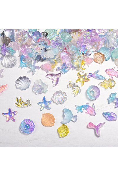 Choice 50 قطعة من إكسسوارات الأظافر من سلسلة Ocean، مصنوعة من أحجار الصدف الل...