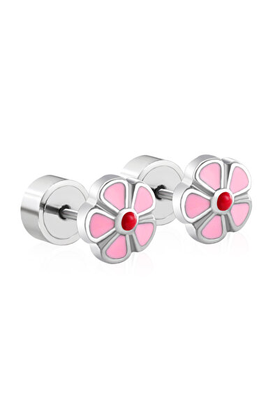 Choice 158FS LUXUSTEEL Pink Flower Stud Earrings For Women Girls Kids Stainle...