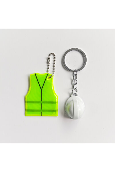 Choice سترة بيضاء إبداعية + سلسلة مفاتيح على شكل خوذة أمان، قلادة عاكسة رياضي...