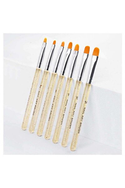 Choice Gold 7Pcs UV Gel Nail Art Brushes Set - Poly Extension & Builder Pens ...
