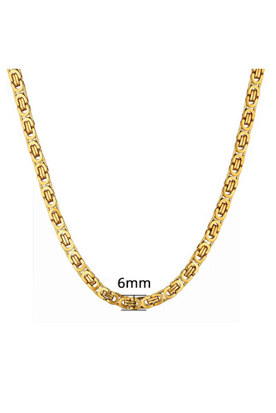Choice 66 سم 6 مم سلسلة وصلات بيزنطية ذهبية عتيقة للرجال 6/8 مم لون ذهبي فضي ...
