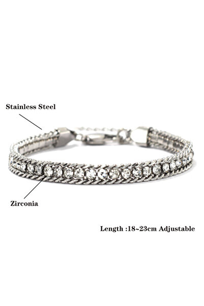 Choice سوار رجالي فريد من نوعه من الفولاذ المقاوم للصدأ مصنوع يدويًا من الزركونيا الفاخر مع سلسلة تنس من الزركونيا كهدية