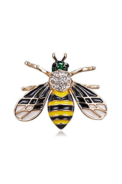 Choice دبوس نحلة عصري من رينهو BC18Y0223-1 مرصع بأحجار الراين من المينا للنساء، طوق حشرة نحلة صغيرة رقيقة P