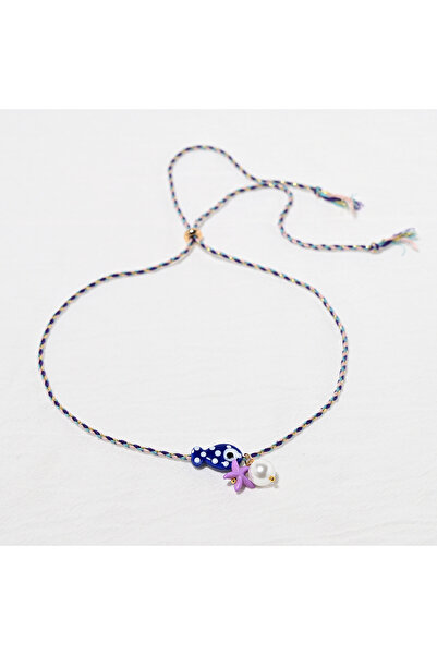 Choice قلادة على شكل سمكة بوهيمية خزفية ملونة باللون الأزرق الداكن للنساء بحب...