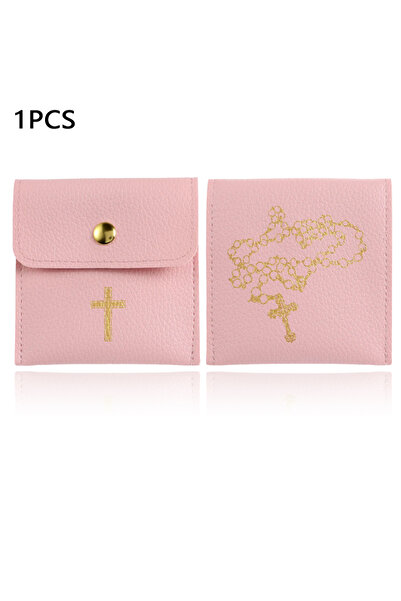 Choice 1pcs 1/10Pcs Rosary Pouch with Gold Cross Imprint Design Beautiful Lea...