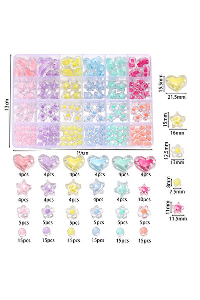 Choice Beads kit 24 Grid/Box Heart Star Acrylic Beads Flower Round Spacer Loo...