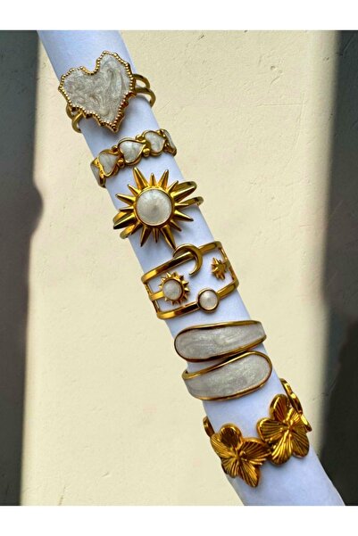 Choice مجموعة من 6 خواتم أنيقة على شكل قلب من الشمس والقمر وعباد الشمس بأشكال...