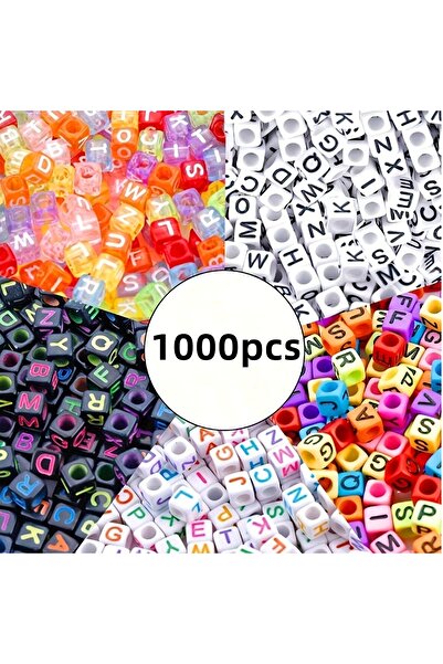 Choice6 1000pcs 5 Colors 1000pcs/5 Colors Vibrant Square Letter Pattern Acryl...