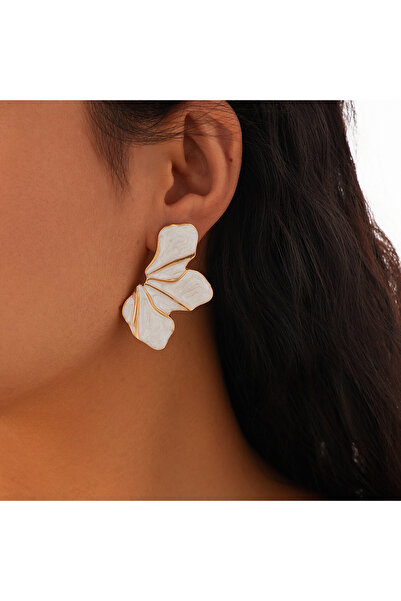 Choice 01 SHIXIN Elegant White Half Flower Stud Earrings for Women Luxury Dri...