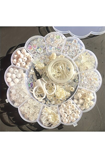 Choice صندوق تخزين MH-13-16 مكون من 13 شبكة من زهر البرقوق الأبيض، خرز أكريليك، مجموعة مجوهرات مصنوعة يدويًا، سوار DIY