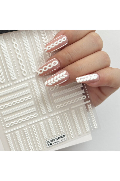 Choice ملصقات أظافر TS250 ثلاثية الأبعاد من الصوف المحبوك - ملصقات أظافر منقو...