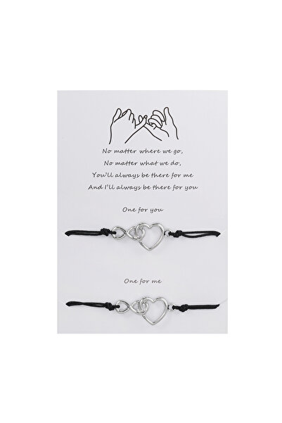 Choice طقم أساور زوجية مطلية بالفضة بطول 23 سم، لاسلكية، تحمل رمز الحب، متوفر...