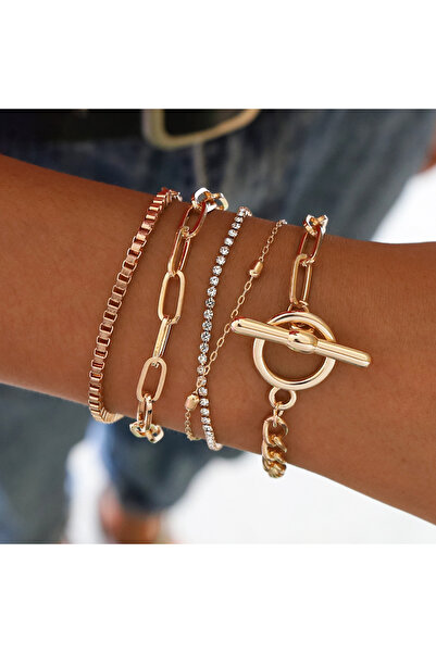 Choice مجموعة أساور سلسلة من أحجار الراين المعدنية الثقيلة من ستايل بانك للنس...