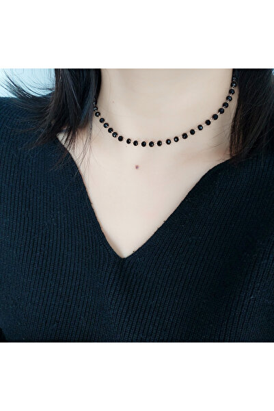 Choice 45cm Steel color Sweet and cute fashion simple light luxury black bead...