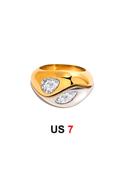 Choice T1017 طقم خاتم مزدوج الطبقات للنساء من الفولاذ المقاوم للصدأ مرصع بالز...