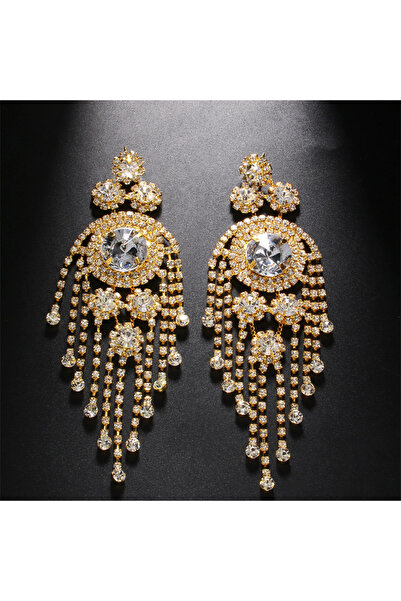 Choice gold European and American rhinestone earrings for women's fashionable...