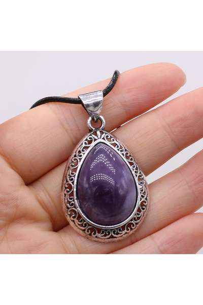 Choice قلادة من حجر الجمشت الطبيعي للبيع بالجملة على شكل قطرة ماء من الكريستال والأوبال قلادة أنيقة