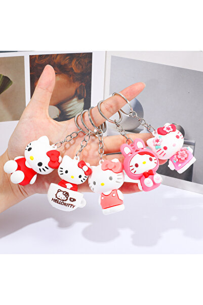 Miniso 6 cm KC5612 5PCS Sanrio Hello Kitty Travel Keychain Set - Durable Hello Kitty Kuromi Luggage Tags, B