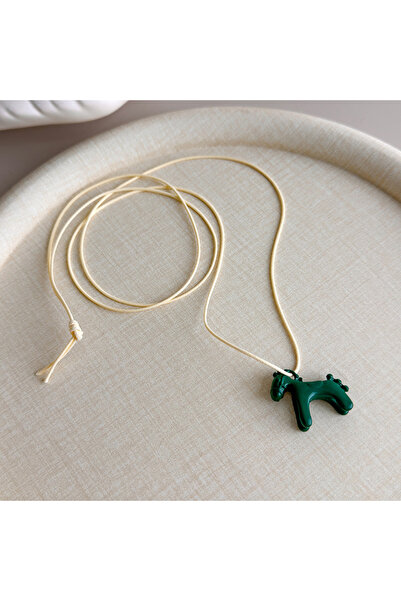 Choice Green Adorable Summer Fun with Colorful Cloisonne Drop Enamel 3D Pony Pendant Necklace - Choker Easy