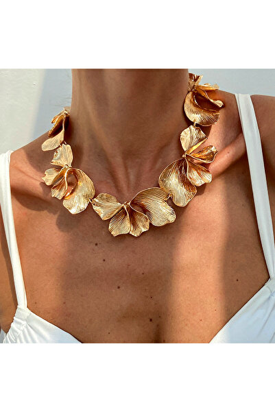 Choice قلادة سلسلة زهور بتلات غير منتظمة من إنجيمارك باللون الذهبي للنساء موض...