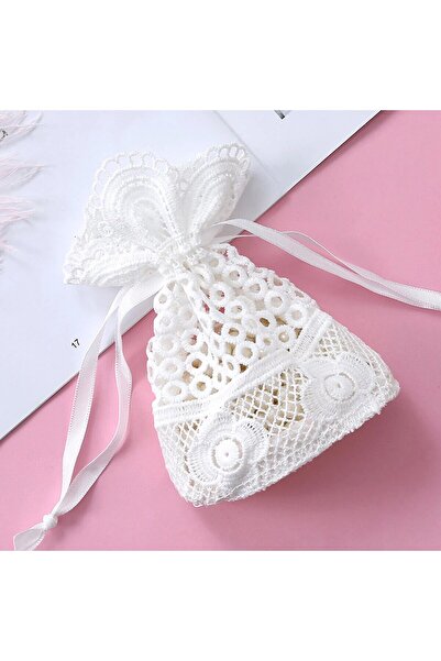 Choice حقيبة دانتيل بيضاء ذات فتحات صغيرة مقاس 10×14 سم، حقيبة تخزين الحلي وص...