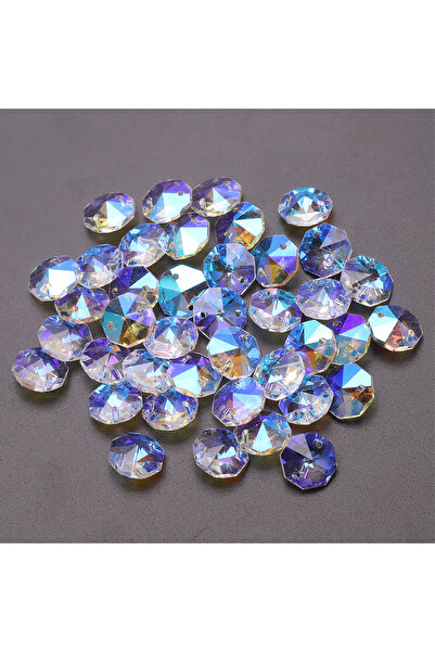 Choice17 JKC 40Pcs 14mm Double Holes Facetd Glass Loose Spacer Octagon Beads ...